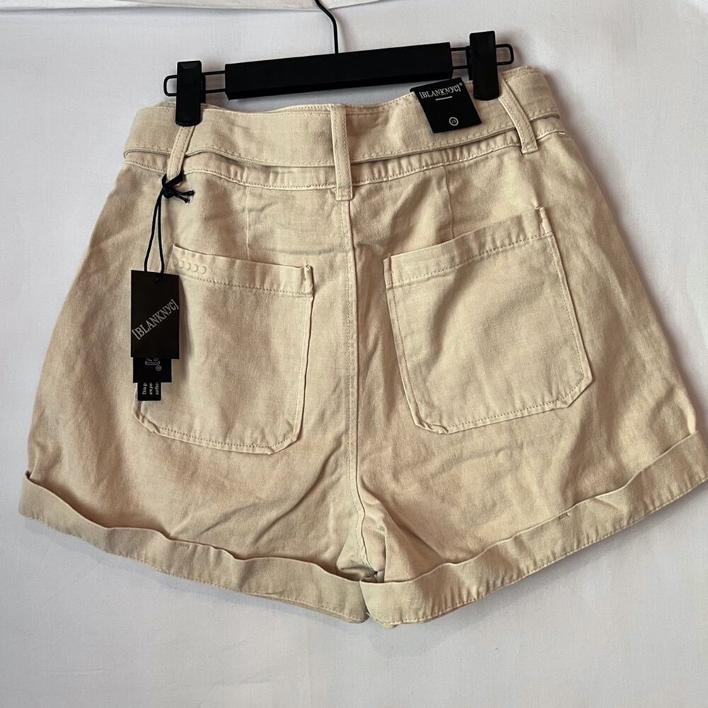BLANKNYC Exposed Button Twill Self Belted Cuffed Cargo Shorts Camel Size 28 NWT - Picture 4 of 13